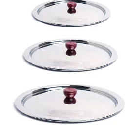 Steel Lids with Knob, Set of 3 (Size 2- 21cm, Size 3- 24cm & Size 4- 26.5cm) 8.3 inch, 9.4 inch, 10.4 inch Lid Set-image-56