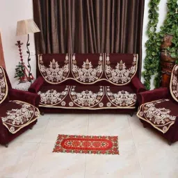 Cotton Floral 3+2 Seater Sofa Cover-picture-17