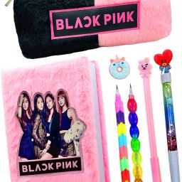 Black-Pink BTS Stationery Set Combo-7pcs For Pen/Pencil/Diary/Pouch for Best A5 Diary Birthday Return Gift Set for kids Black Pink Bts Complete Stationery Gift Set 160 Pages-image-29