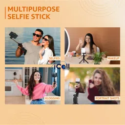 icall R1S Bluetooth Selfie Stick with Remote and LED Selfie Light Tripod and Mobile Stand Compatible with All Phones Bluetooth Selfie Stick image 5