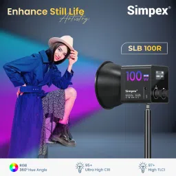 Simpex SLB 100R Portable RGB Video Light with 100W 2500K-6500K Adjustable Color 95 lx Camera LED Light image 3
