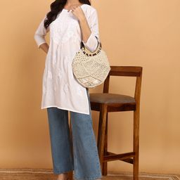 top n thread Women Chikan Embroidery Viscose Rayon Straight Kurta-picture-36