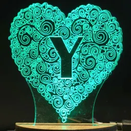 ALPHABET Y Acrylic USB 3D Illusion RGB 7 Colour Changing LED Wooden Table Lamp-12