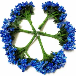 Artificial Pollen Flowers for Tiara Making and Jewelry Making Pack of 72 Pollen Royal Blue Colour Blue Hibiscus Artificial Flower-25