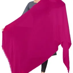 Chiffon Solid Pink Women Dupatta-5