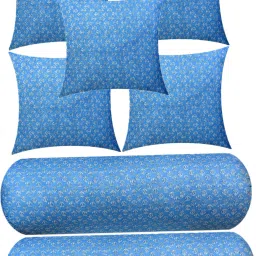 Combo Set of 2 Bolster And 5 Microfibre Floral Cushion Pack of 7-26