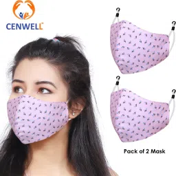 WOMEN PINK 100% Cotton Protective Fashionable Fabric N95 Cotton Face Mask Women with Adjustable Earloop ,Adjustable Strap & Free Hand Sanitizer, Anti-pollution, Anti-virus and Anti-bacterial Fabric N95 PINK MASK Water Resistant, Reusable, Washable Cloth Mask With Melt Blown Fabric Layer-18