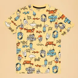 Pantaloons Junior Boys Conversational Printed Round Neck Cotton T-shirt-33