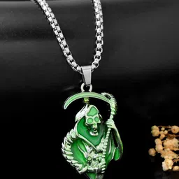 PASU FASHION Unisex Stainless Steel Silver-Plated Contemporary Shaped Pendant With Chain-43