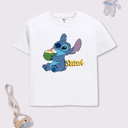YK Disney Girls Lilo & Stitch Printed Drop-Shoulder Sleeves T-shirt-picture-0