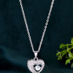 PASU FASHION Women Silver-Plated Heart Shaped Pendants with Chains-9