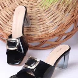 Lavie Embellished PU Slim Heeled Pumps with Buckles-53