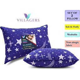 VILLAGERS Blue Set of 2 Cotton Filled Polyester Sleep Pillow-image-27