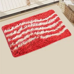 Aura Red & Cream Colored Cotton Self-Designed Anti Skid Doormats-5