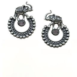 NAMAN ARTS Silver-Plated Artificial Stones Studded Oxidised Contemporary Drop Earrings image 3