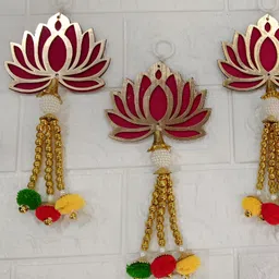 Nutts MDF Lotus Set Of 6 Pink Lotus Wall Hanging-0
