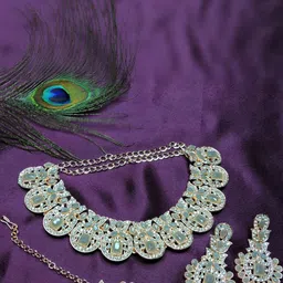 VATSALYA creation Rose Gold-Plated Artificial Stone Studded Jewellery Set-image-87
