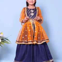 BAESD Girls Embroidered Mirror Work Ready to Wear Lehenga &-picture-19