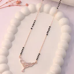 Hisa Rose Gold-Plated American Daimond Studded And Beaded Mangalsutra-51