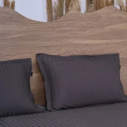 BELIHODE Grey Striped 300 TC King Bedsheet with 2 Pillow Covers-image-62
