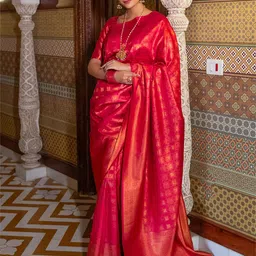BerMondsey Ethnic Motifs Woven Design Zari Banarasi Saree-image-38