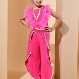Baawri Girls Embellished Round Neck Top With Palazzo-picture-45