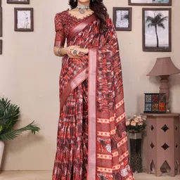 KALINI Floral Zari Silk Blend Saree-image-60