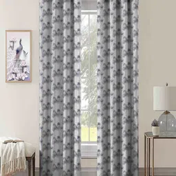 Aura Grey & White Set of 2 Floral Door Curtain-image-60