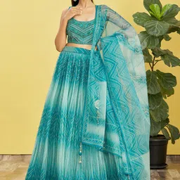 ODETTE Embellished Organza Semi-Stitched Lehenga & Unstitched Blouse With Dupatta-35