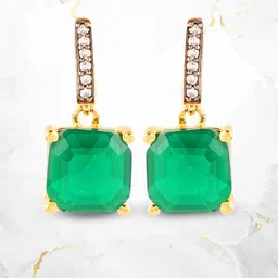 Adwitiya Collection Gold Plated Artificial Stones Studded Square Shaped Drop Earrings-18