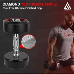 ADRENEX Set Of 2 Round Fixed Weight Dumbbell - 10 kg Each image 2