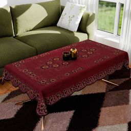 Aura Maroon Floral Anti-Skid Cotton 4-Seater Table Cover-image-50