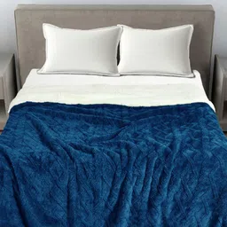 FABINALIV Blue Geometric Woollen Mild Winter 600 GSM Double Bed Comforter-image-29