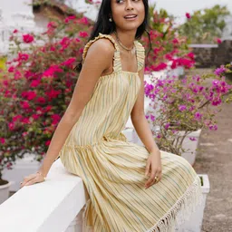 HOUSE OF FETT Striped A-Line Midi Dress-image-17