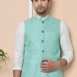 See Designs Embellished Pure Cotton Nehru Jacket-40