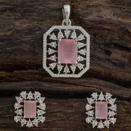 Kushal's Fashion Jewellery Rhodium-Plated Cubic Zirconia Stone-Studded Jewellery Set-image-19