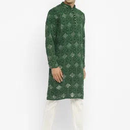 Devyom Men Embroidered Regular Thread Work Kurta with Pyjamas image 4