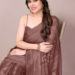 KALINI Block Print Saree With Blouse Piece-picture-41