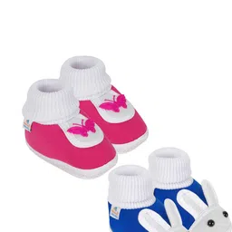 NESKA MODA 3 To 12 Month Cotton Booty 2 Pair Newborn Unisex Baby Skin Friendly Soft Rabbit Booties-88