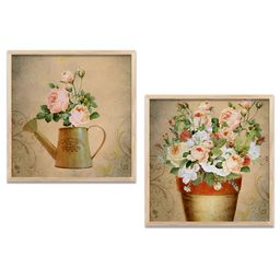 Kotart Brown & Pink 2 Pieces Floral Printed Wooden Wall Arts-picture-23
