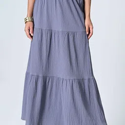 BAESD Smocked Tiered Maxi Skirt-image-8