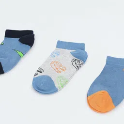 max Boys Pack of 3 Patterned Ankle-Length  Socks image 2