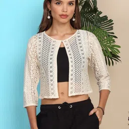 SZN Women Solid Shrug With Single Button-picture-2