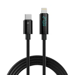 Black Portronics Konnect view 27w fast lighting charging cable-5