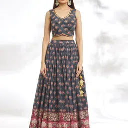 Samyukta Singhania Printed Ready to Wear Lehenga & Blouse With Dupatta image 5