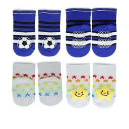 Baby Bloom Baby Boys & Girls 0 To 2 Years 2 Pair Cotton Football & Star Face Ankle Socks/ Booties-image-126