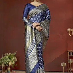 DIVASTRI Woven Design Zari Pure Silk Heavy Work Banarasi Saree-picture-23