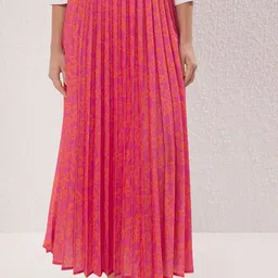Trendyol Abstract Printed A-Line Pleated Pure Cotton Maxi Skirt-picture-16