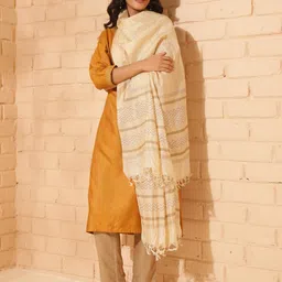 Fabindia Ethnic Motifs Woven Design Silk Dupatta-picture-31