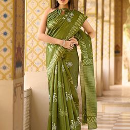 Anouk Rustic Bagh Silk Blend Block Print Saree image 5